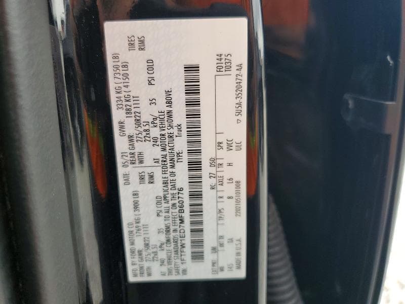2021 FORD F150 SUPERCREW 12