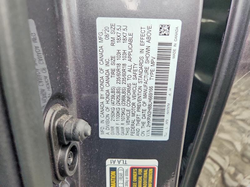 2020 HONDA CR-V EXL 12