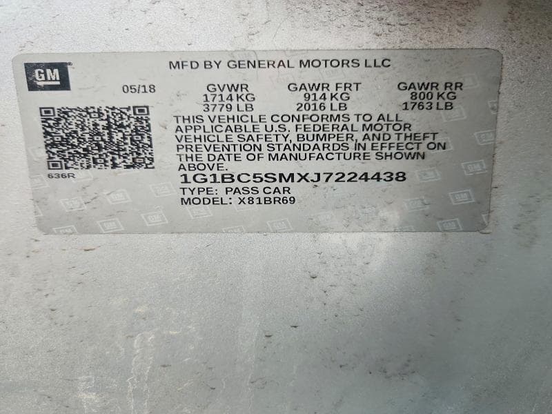 2018 CHEVROLET CRUZE LS 12