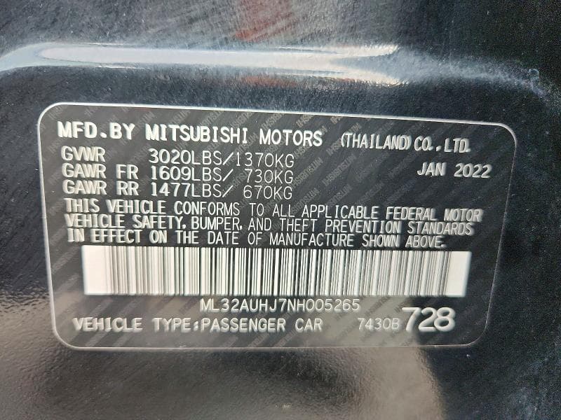 2022 MITSUBISHI MIRAGE ES ES 13