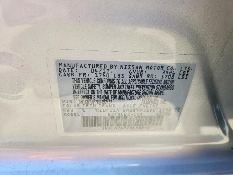 2017 NISSAN VERSA 1.6 SV 12