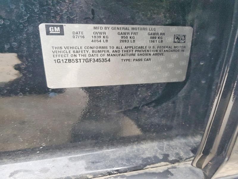 2016 CHEVROLET MALIBU LS 12
