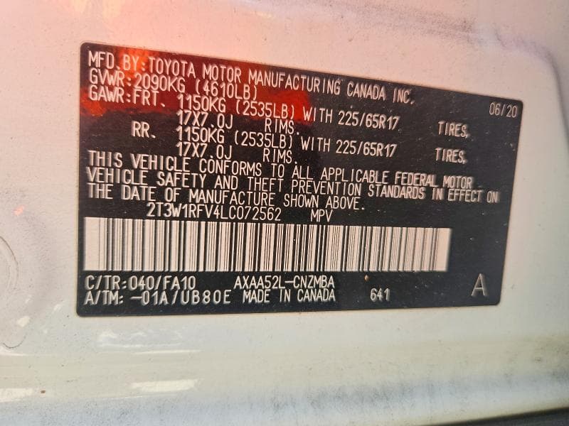2020 TOYOTA RAV4 XLE 13