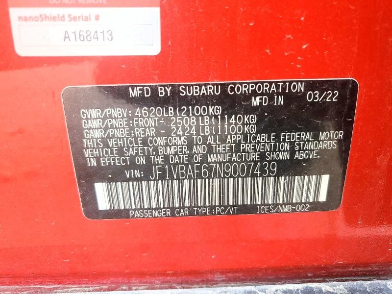 2022 SUBARU WRX PREMIUM PREMIUM 12
