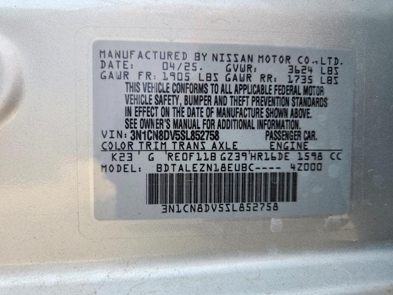 2025 NISSAN VERSA S 13