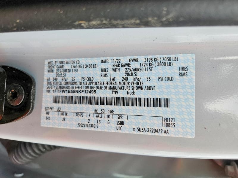 2022 FORD F150 SUPERCREW SUPERCREW 12