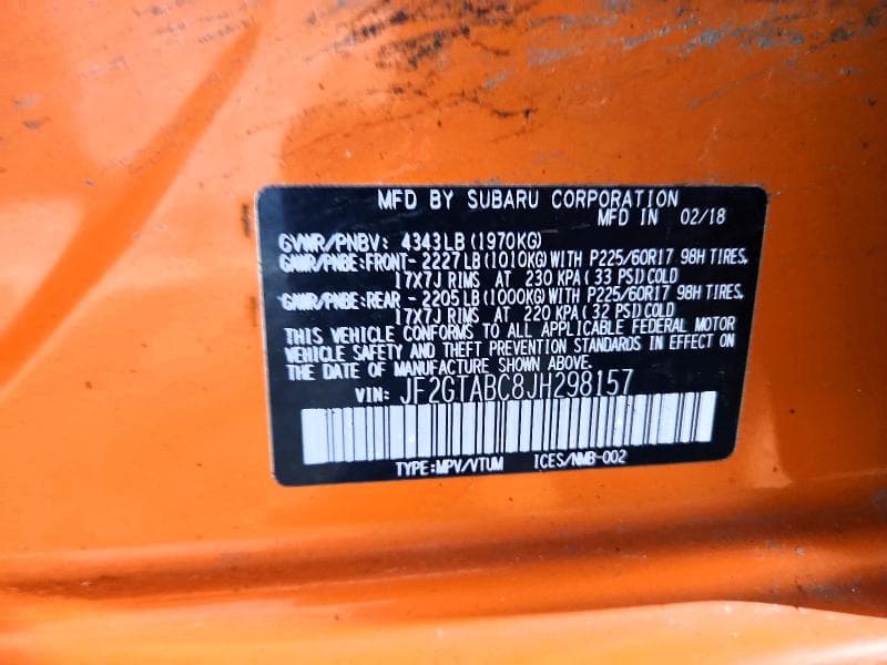 2018 SUBARU CROSSTREK PREMIUM PREMIUM 12