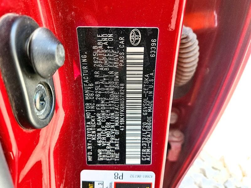 2017 TOYOTA CAMRY XSE V6 XSE V6 12
