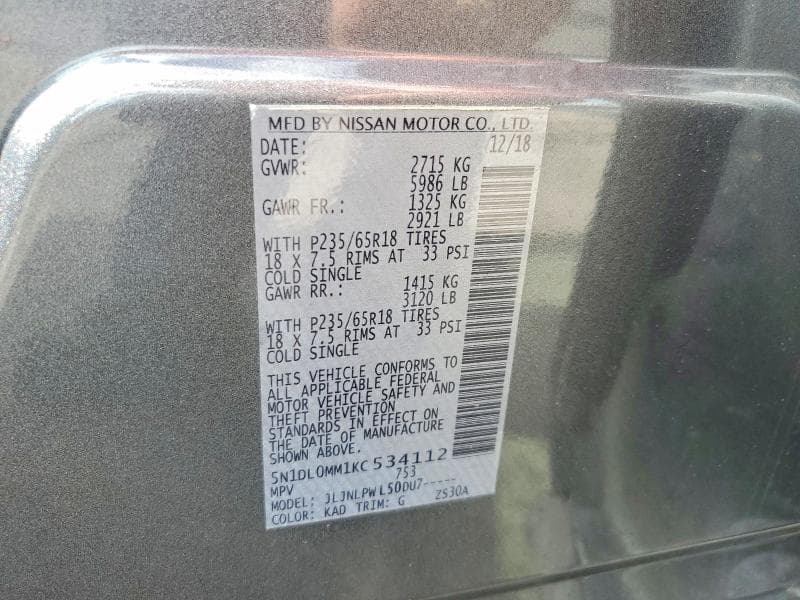 2019 INFINITI QX60 PURE 12