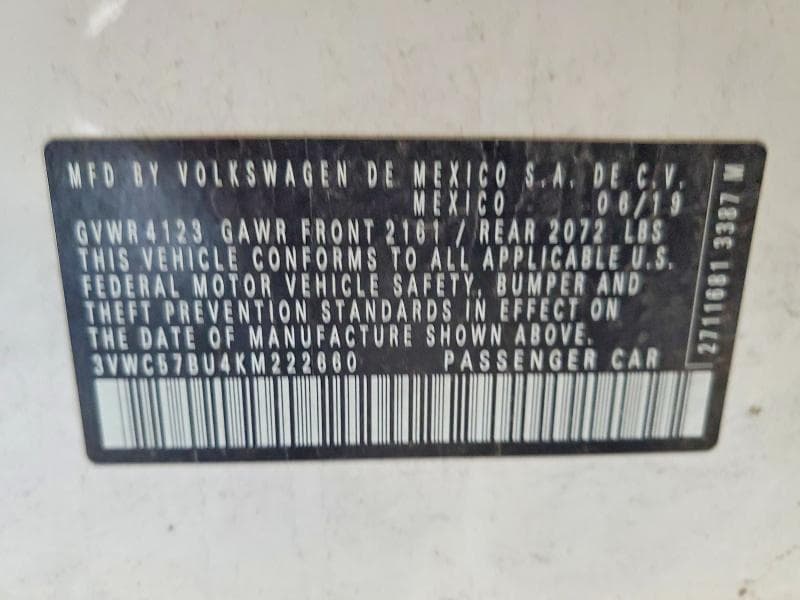 2019 VOLKSWAGEN JETTA S S 12