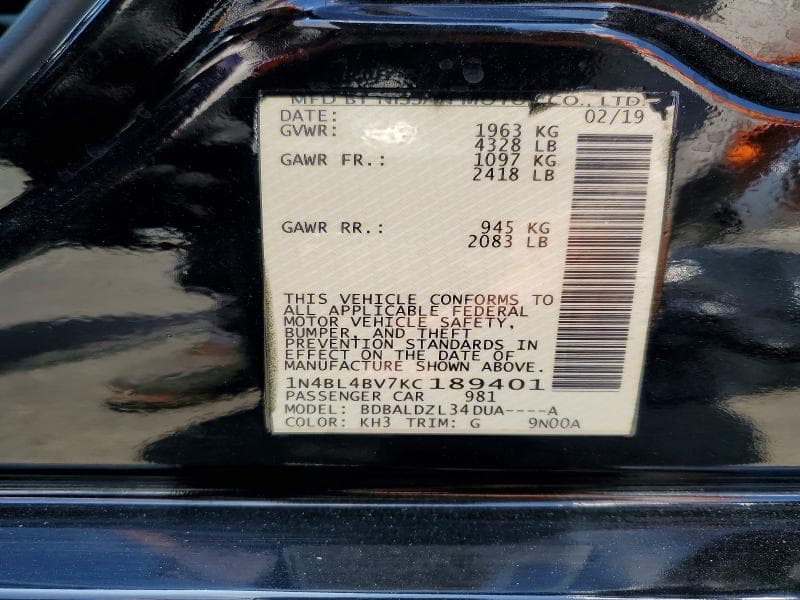 2019 NISSAN ALTIMA S 13