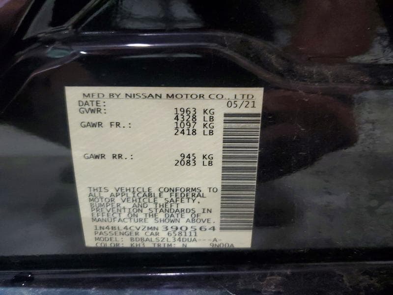 2021 NISSAN ALTIMA SR 12