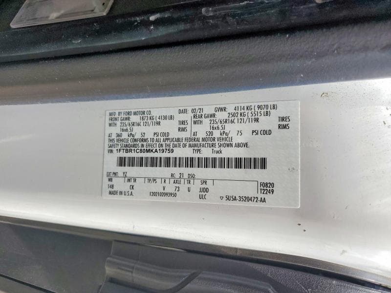 2021 FORD TRANSIT 250 DELIVERY VAN 14
