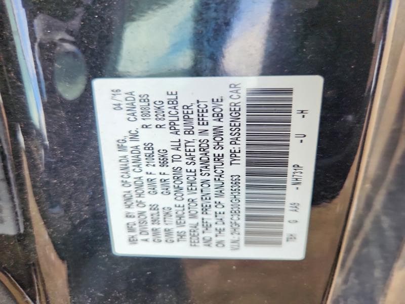 2016 HONDA CIVIC EX EX 12
