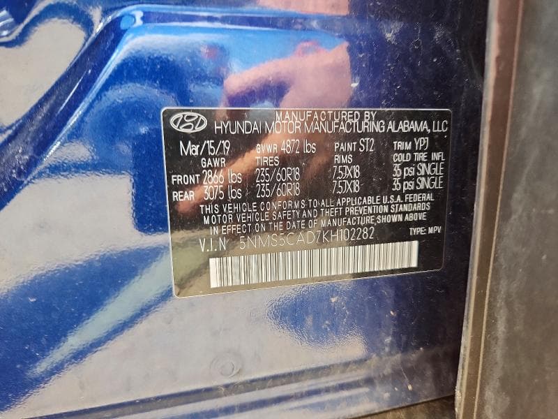 2019 HYUNDAI SANTA FE LIMITED 2.4L 13