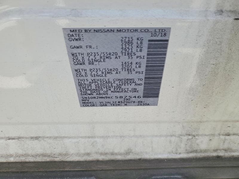 2019 NISSAN PATHFINDER PLATINUM PLATINUM 13