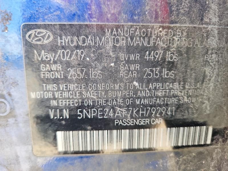 2019 HYUNDAI SONATA SE 12