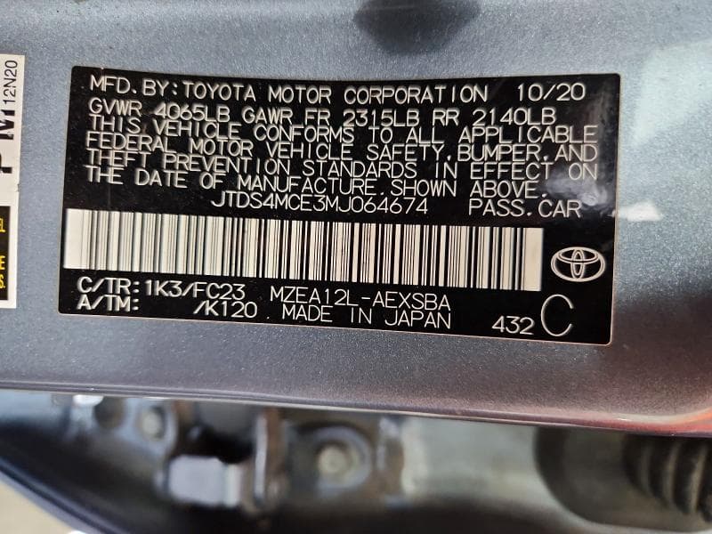 2021 TOYOTA COROLLA SE SE 12