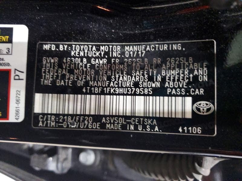 2017 TOYOTA CAMRY SE 12