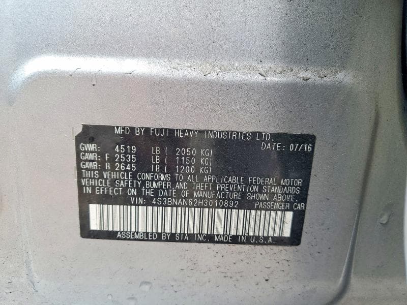 2017 SUBARU LEGACY 2.5I LIMITED 12