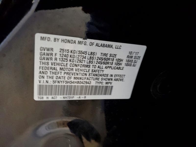 2017 HONDA PILOT EXL 13
