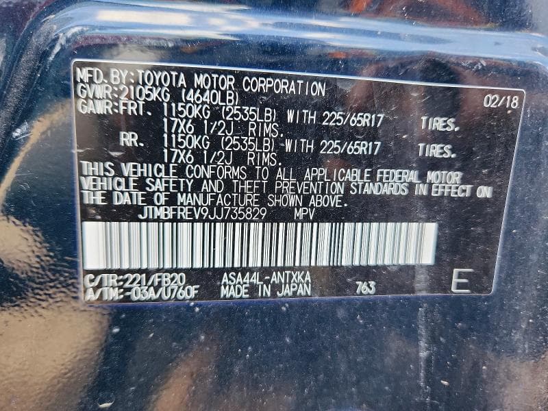 2018 TOYOTA RAV4 LE LE 12