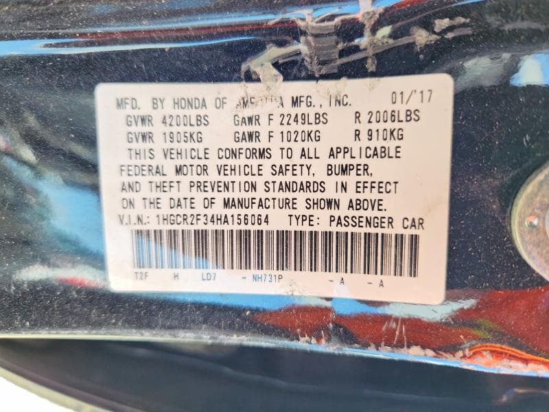 2017 HONDA ACCORD LX LX 12