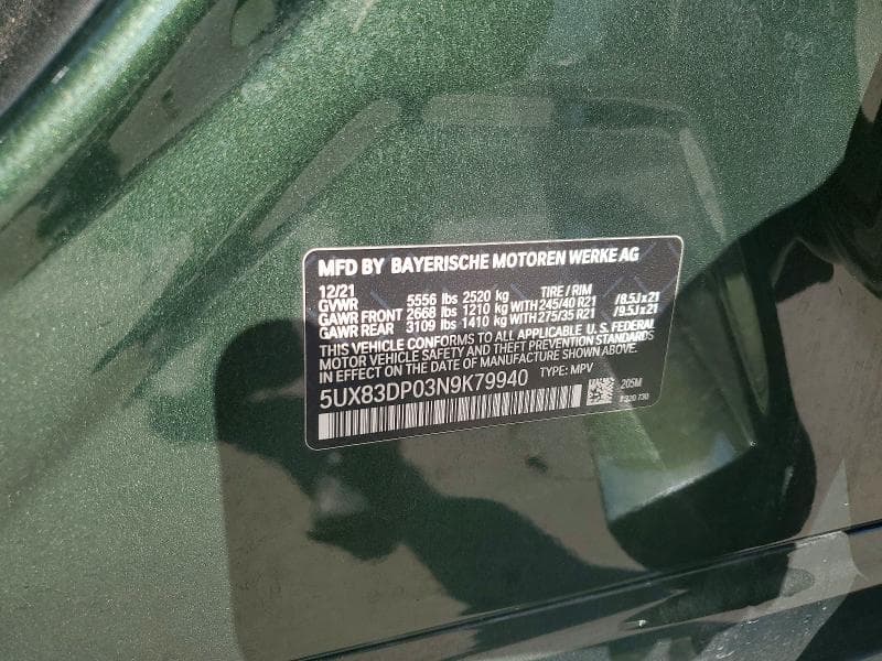 2022 BMW X3 M40I M40I 12