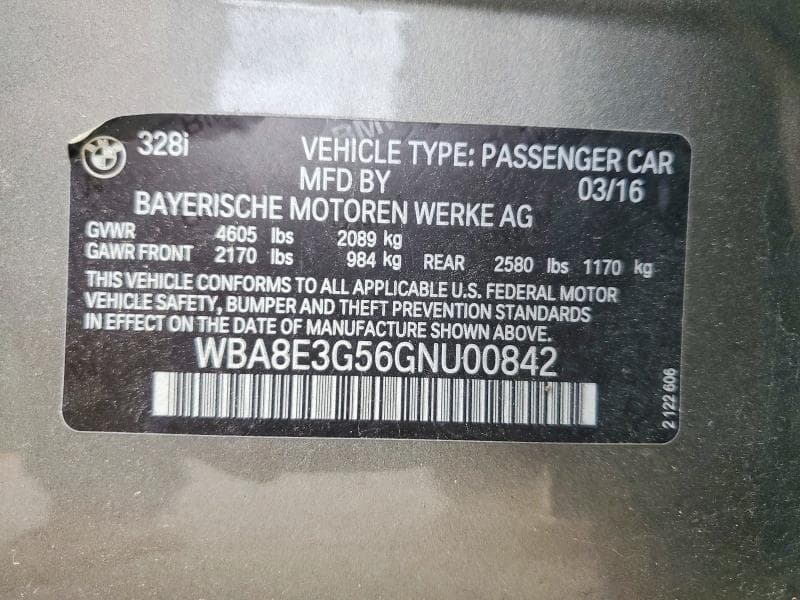 2016 BMW 328 XI SULEV XI SULEV 12