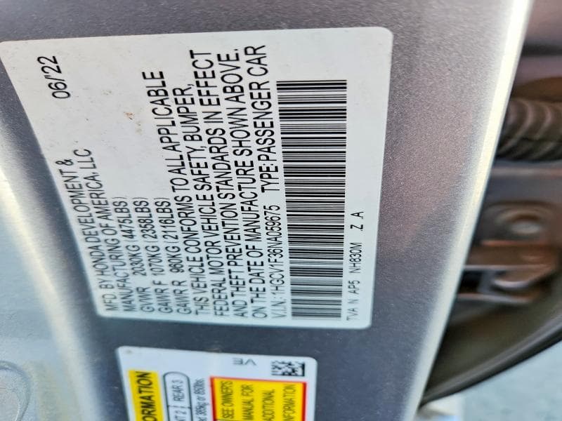 2022 HONDA ACCORD SPORT SPORT 12