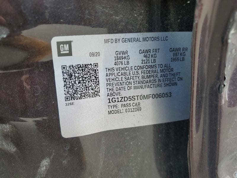 2021 CHEVROLET MALIBU LT 12