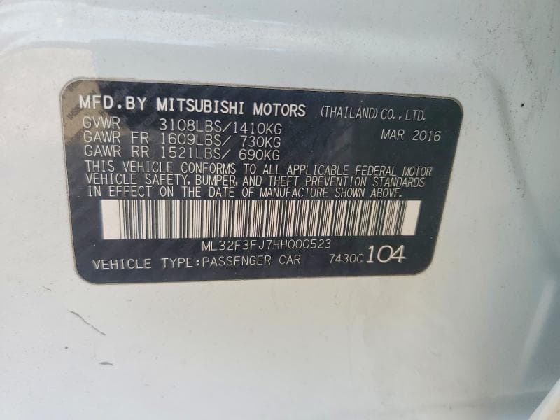 2017 MITSUBISHI MIRAGE G4 ES G4 ES 13