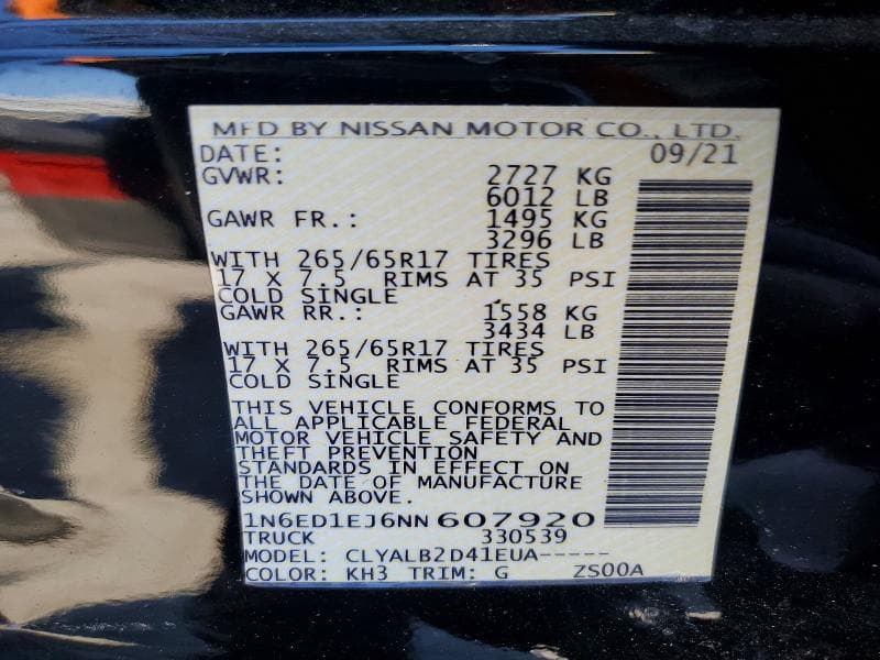 2022 NISSAN FRONTIER SV 12