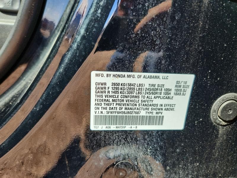 2018 HONDA PILOT EXL EXL 12