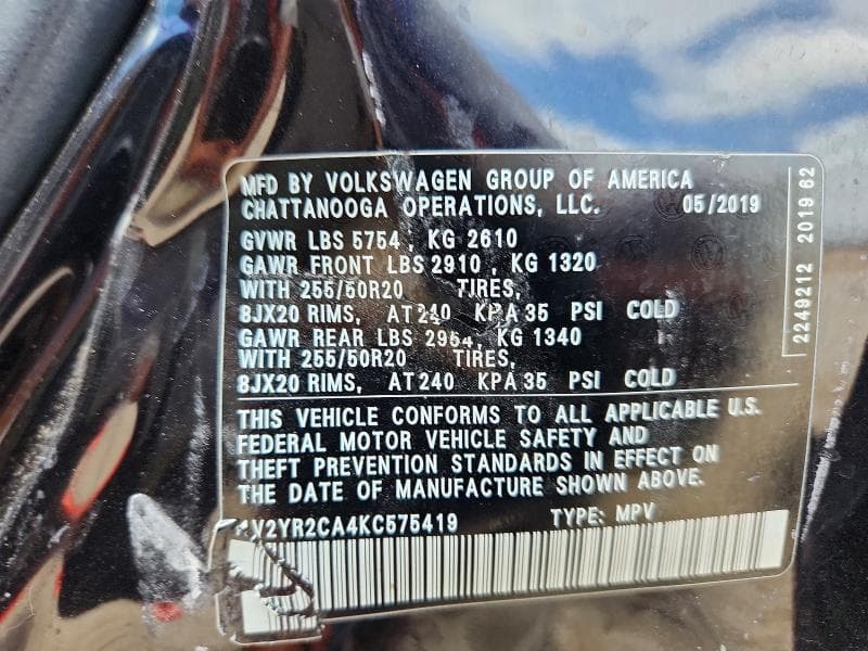 2019 VOLKSWAGEN ATLAS SE 13