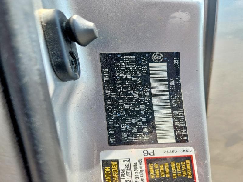 2016 TOYOTA CAMRY HYBRID LE LE 12