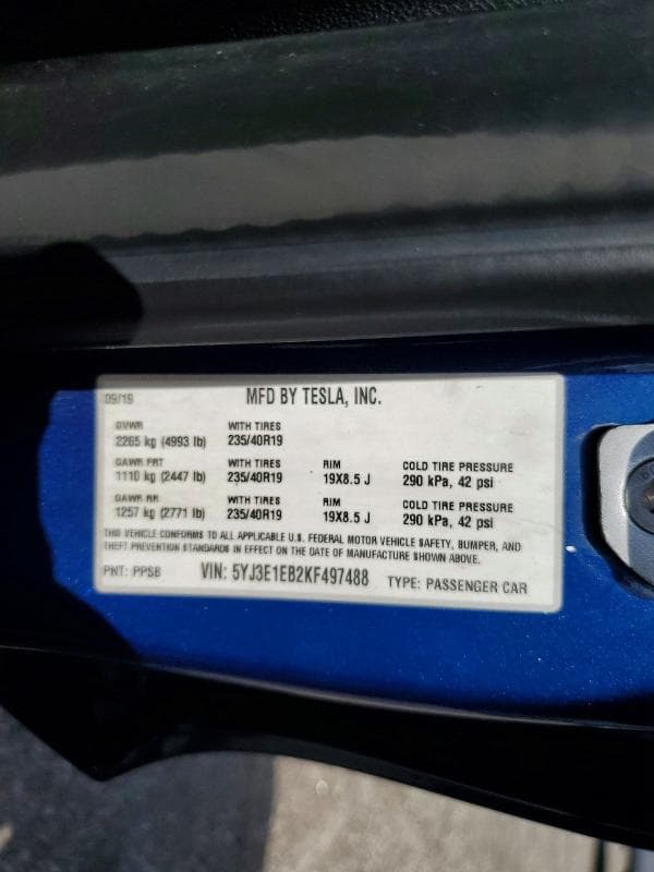 2019 TESLA MODEL 3 12