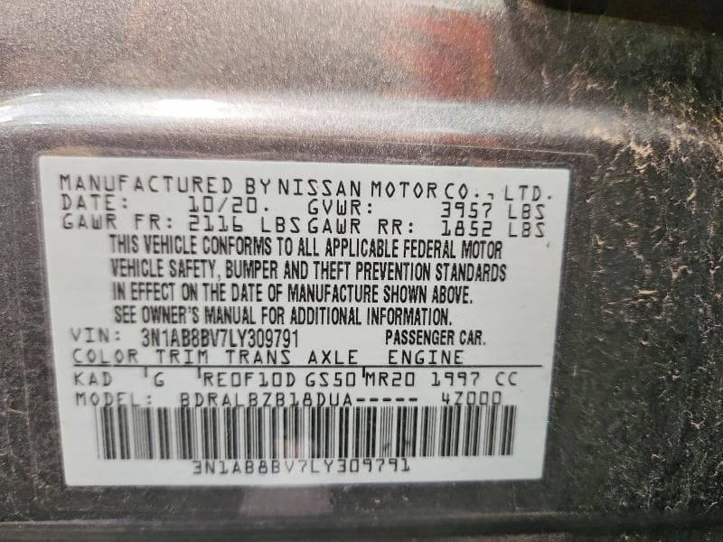 2020 NISSAN SENTRA S 12