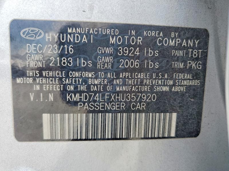 2017 HYUNDAI ELANTRA SE 13