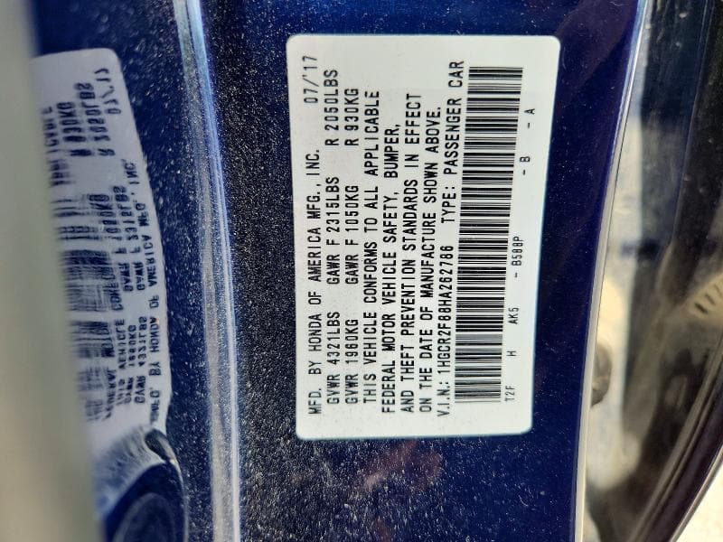 2017 HONDA ACCORD EXL EXL 12