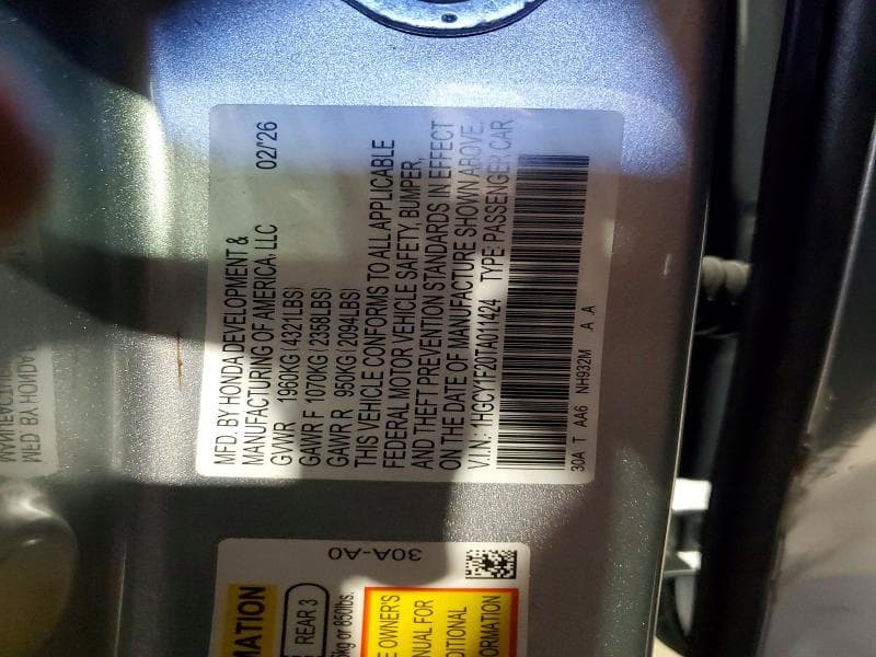 2026 HONDA ACCORD LX 12