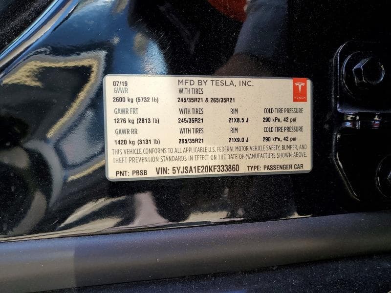 2019 TESLA MODEL S 12