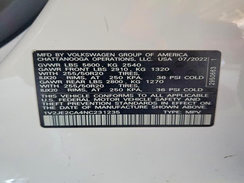 2022 VOLKSWAGEN ATLAS CROSS SPORT SE 12