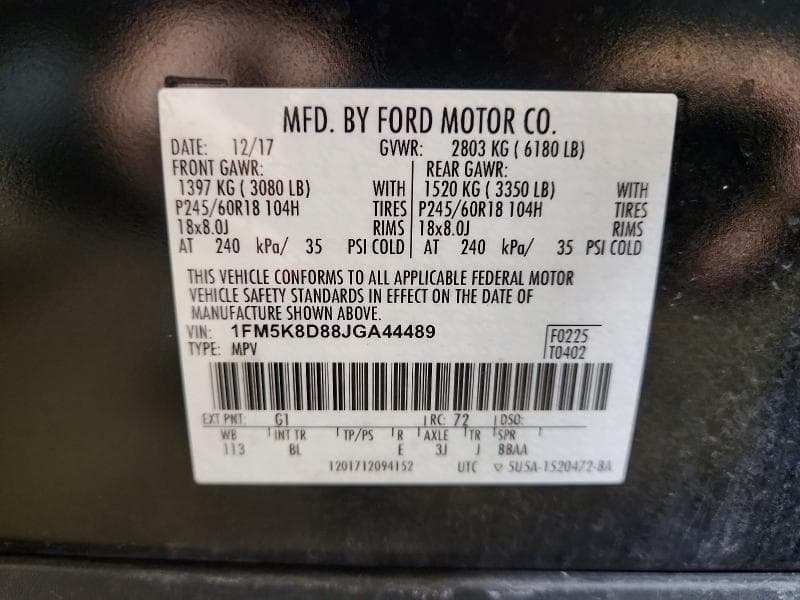 2018 FORD EXPLORER XLT 14