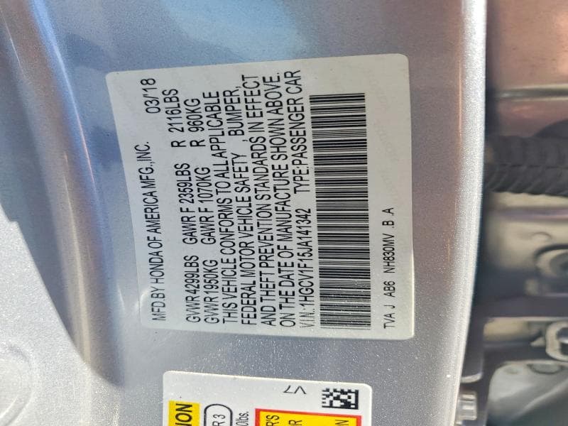 2018 HONDA ACCORD 4D 12