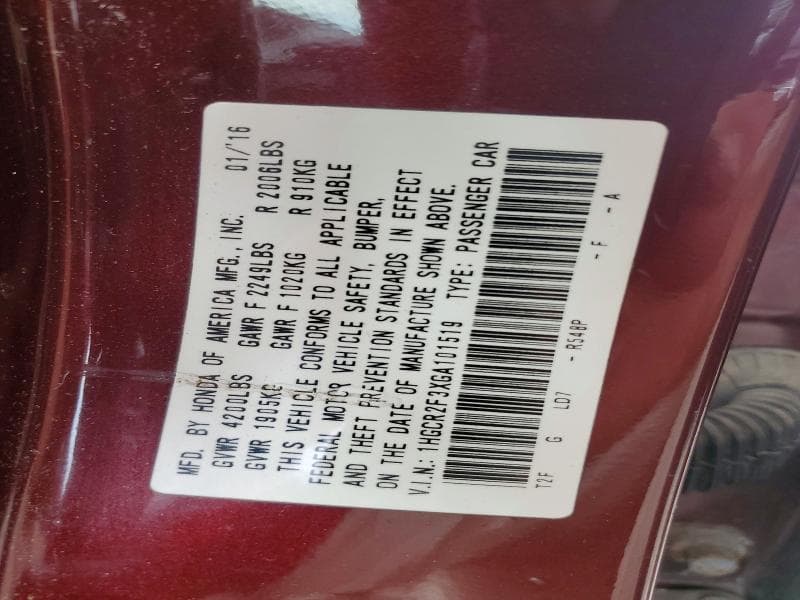 2016 HONDA ACCORD LX 12