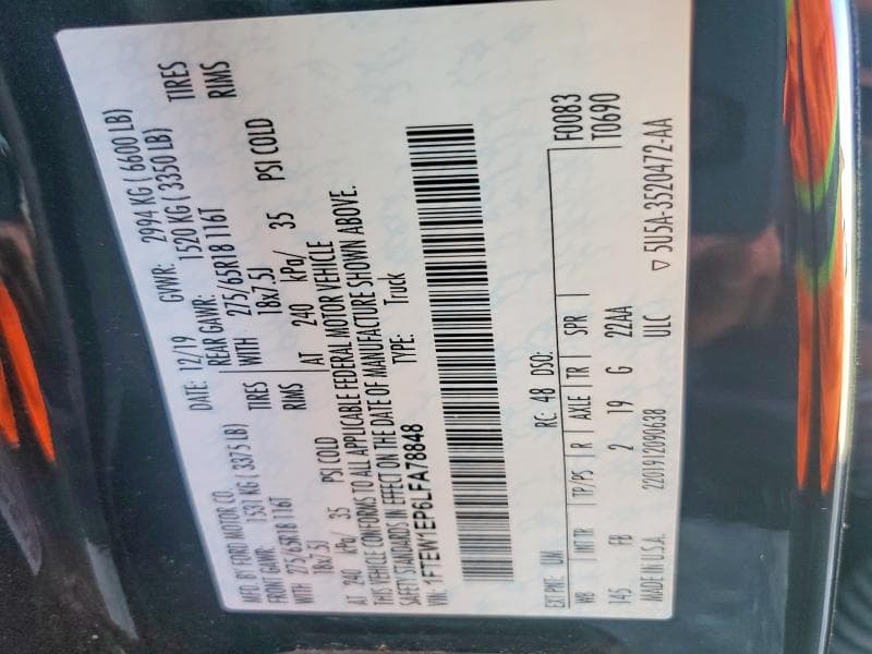 2020 FORD F150 SUPERCREW 12