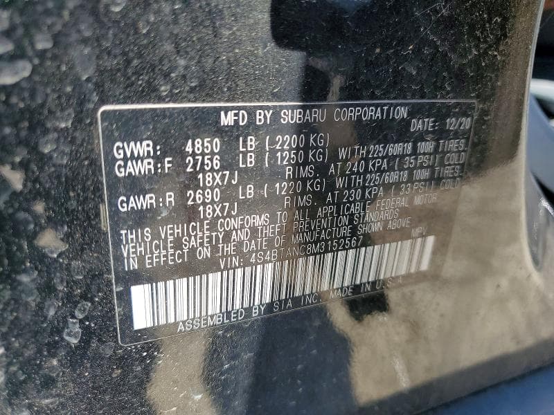 2021 SUBARU OUTBACK LIMITED 13