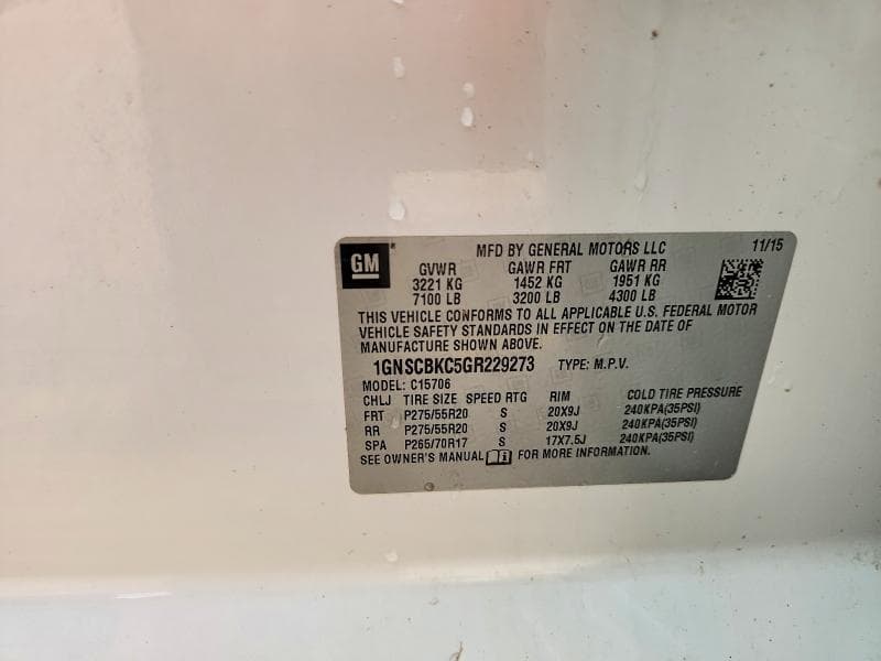 2016 CHEVROLET TAHOE C1500 LT C1500 LT 13