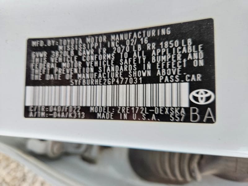 2016 TOYOTA COROLLA S PLUS 13